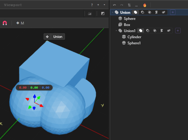 Enabling SDF mode on a Boolean node with the purple diamond